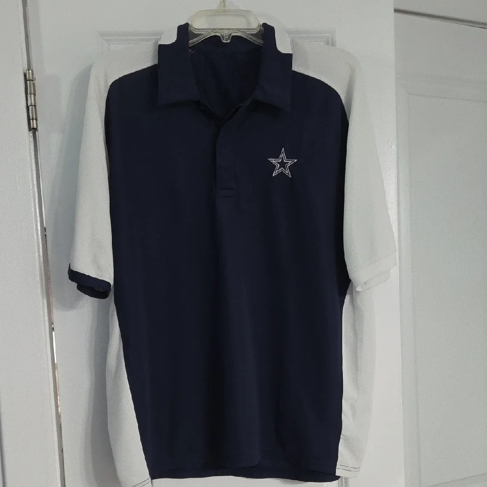 Men's Dallas Cowboys Navy and White Polo Shirt with Famous Star Logo - Picture 1 of 1